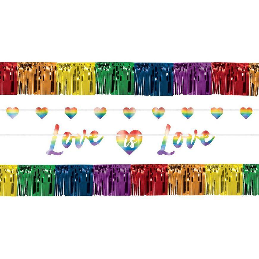 Love Is Love Rainbow Pride Foil Cardstock Banners, 4ct