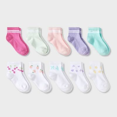 Cat & Jack Ankle Socks, 2-3 T, Assorted (10 ct)