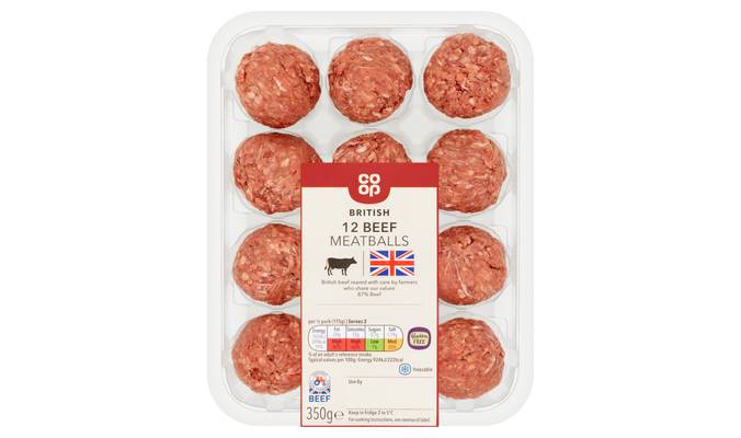 Co-op British 12 Beef Meatballs 350g