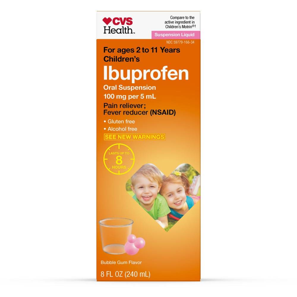 CVS Health Children's Ibuprofen Oral Suspension 100 mg Per 5 ml, Bubble Gum (8 fl oz)