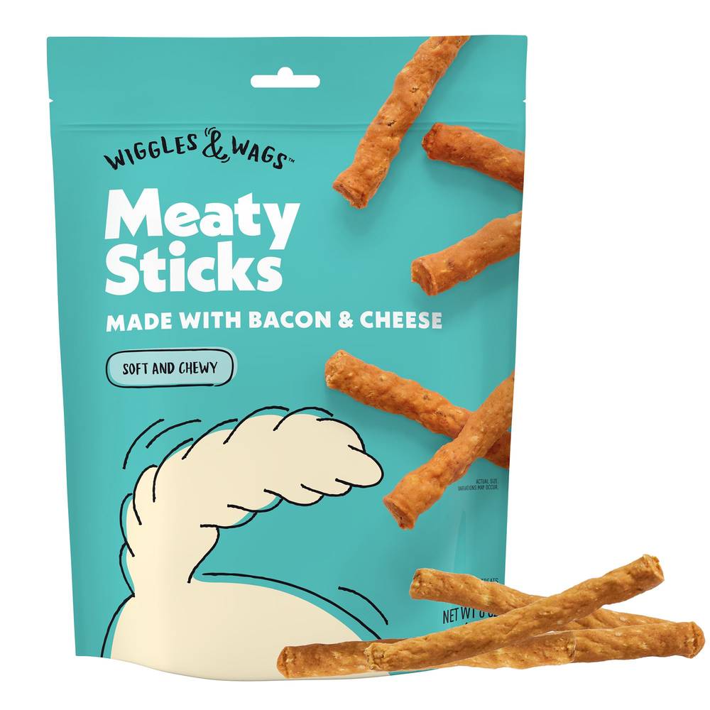 Wags & Wiggles Meaty Sticks Dog Treats, Bacon-Cheese (6 oz)