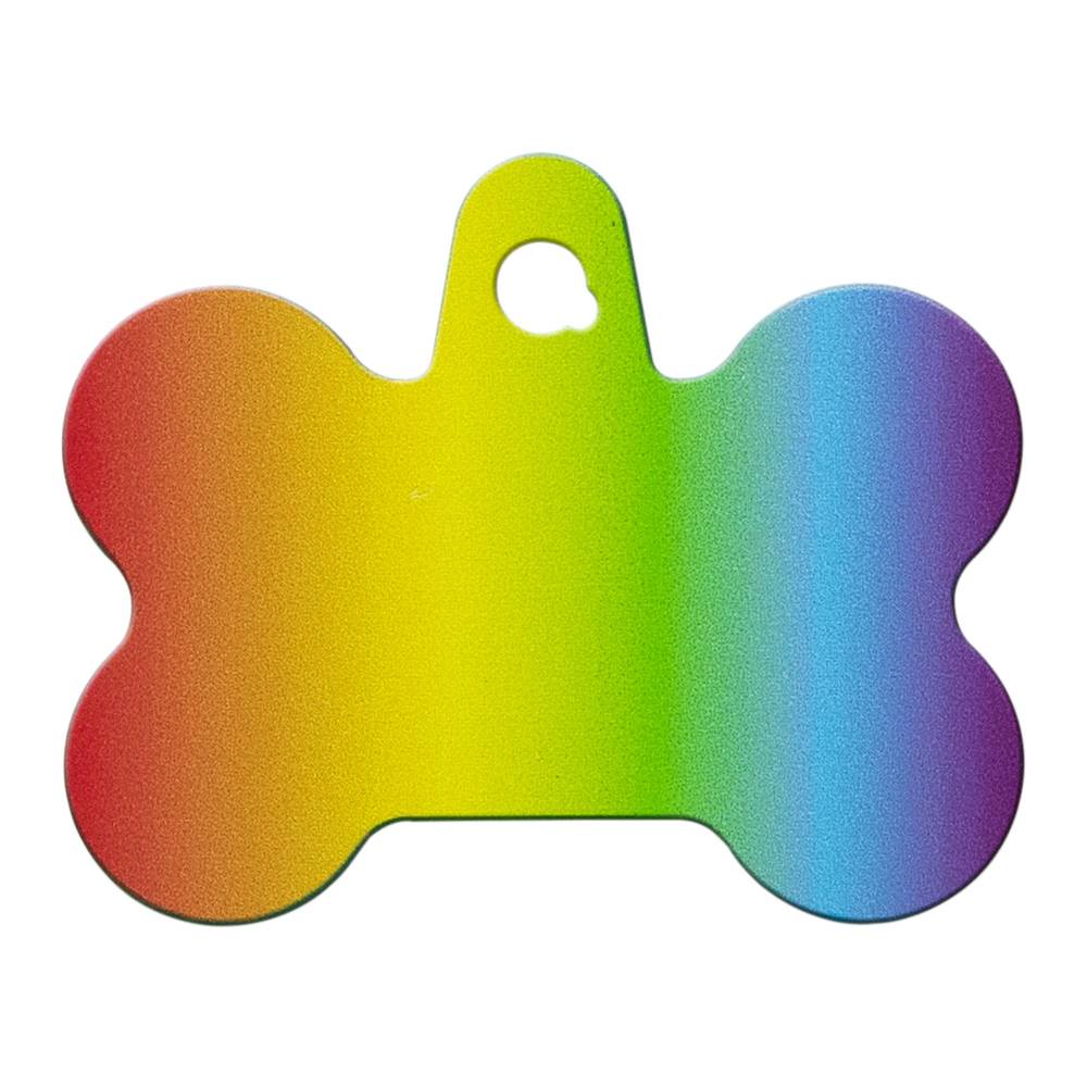 TagWorks® Rainbow Fade Large Bone Personalized Pet ID Tag (Color: Multi Color)