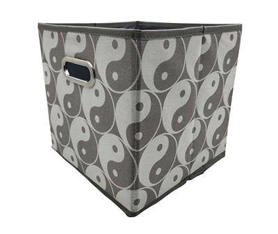 10" Gray Yin & Yang Fabric Bin