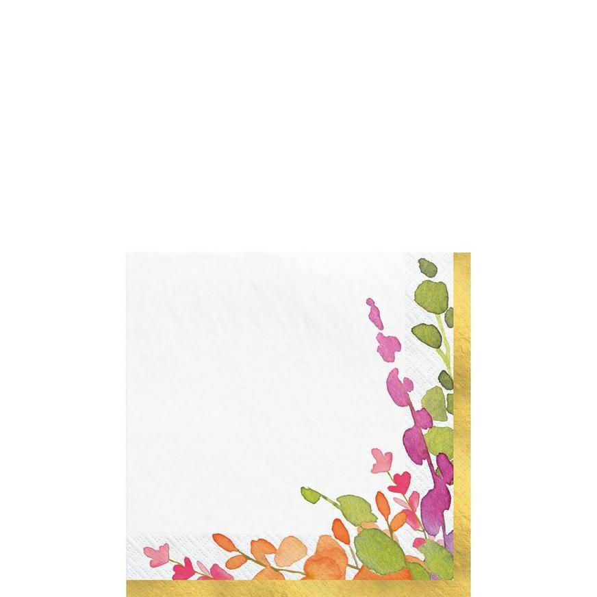 Party City Water Floral Paper Beverage Napkins (5in)