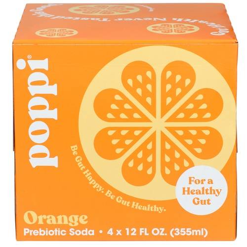 Poppi Orange Prebiotic Soda 4 Pack Case