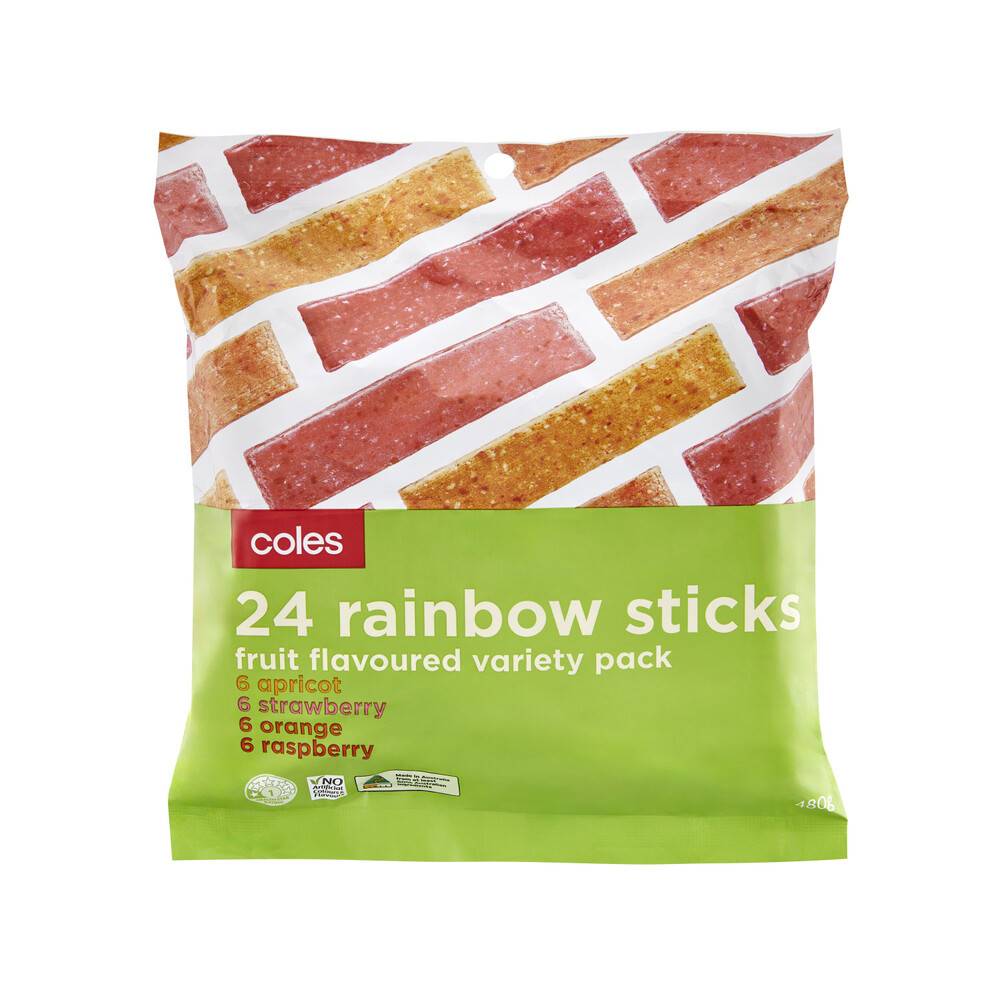 Coles Snack Rainbow Sticks 24 pack 480g