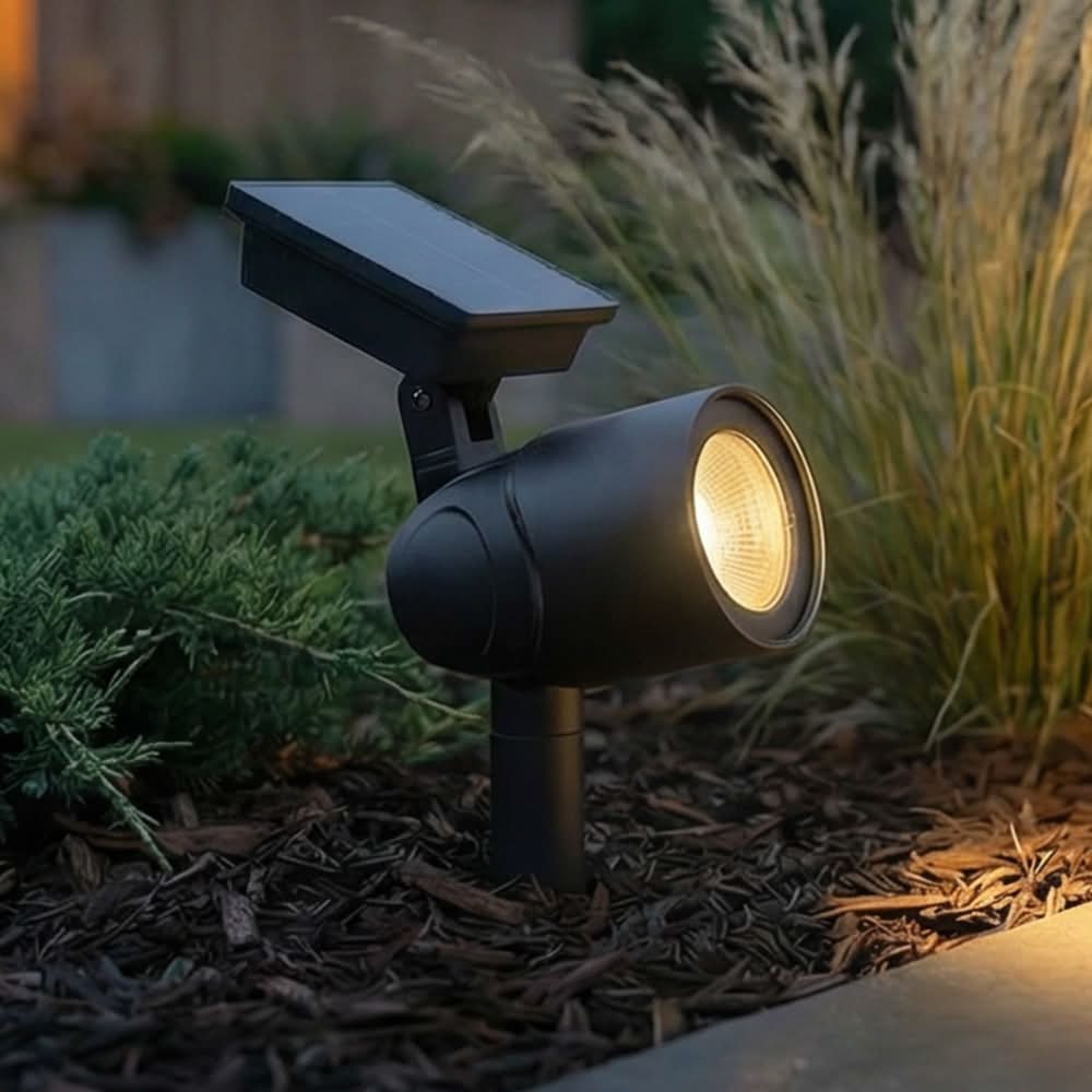 Harbor Breeze 30 -Lumens Matte Black Warm White Solar LED Spot light