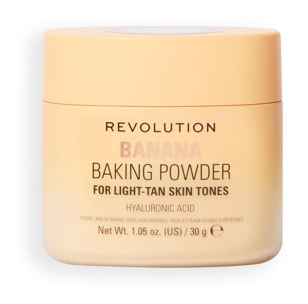 Makeup Revolution Loose Baking Powder For Light Tan Skin Tones, Banana (1.05 oz)