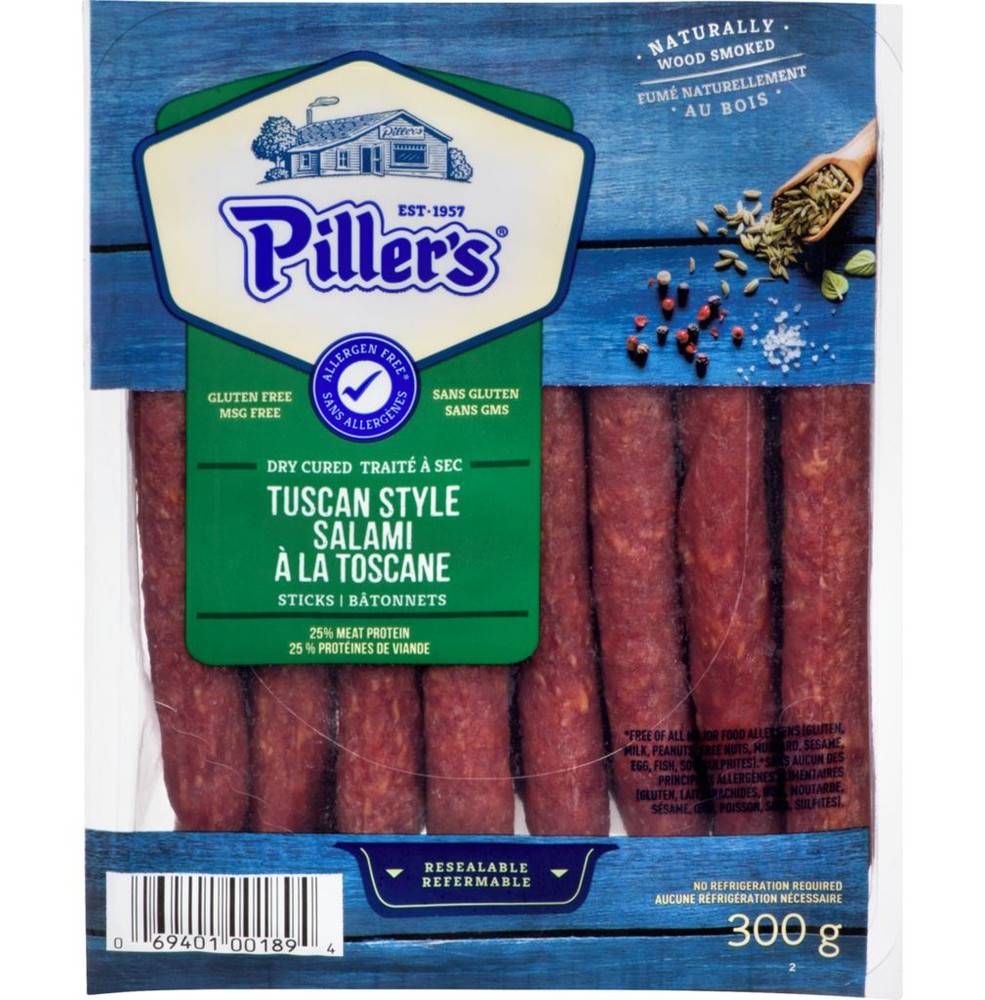 Piller's Dry Cured Salami Sticks, Tuscan Style (300 g)