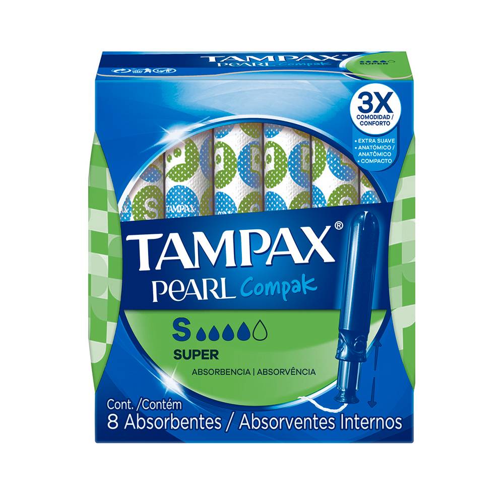 Tampax tampones pearl compak super (8 piezas)