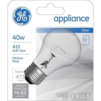 General Electric Appliance 40w Crystal Clear A15 Bulb