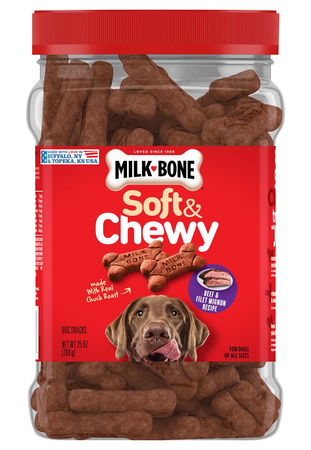 Milk-Bone Soft & Chewy Dog Treats, Real Beef & Filet Mignon, All Sizes (25 oz)
