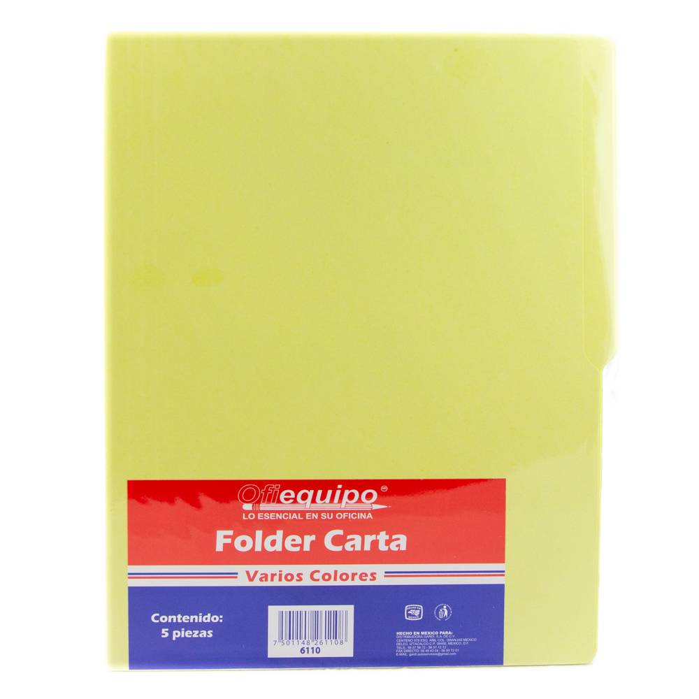 Ofiequipo folder tamaño carta varios colores (5 piezas)