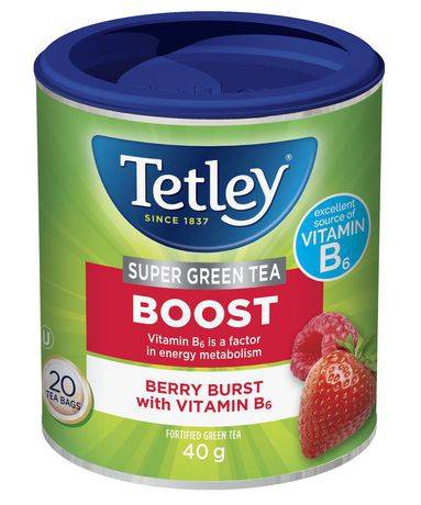 Tetley Boost Super Green Tea Berry Burst Tea Bags (20 units)