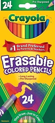 Crayola Erasable Colored Pencils, Assorted Colors, 24/Box (682424)