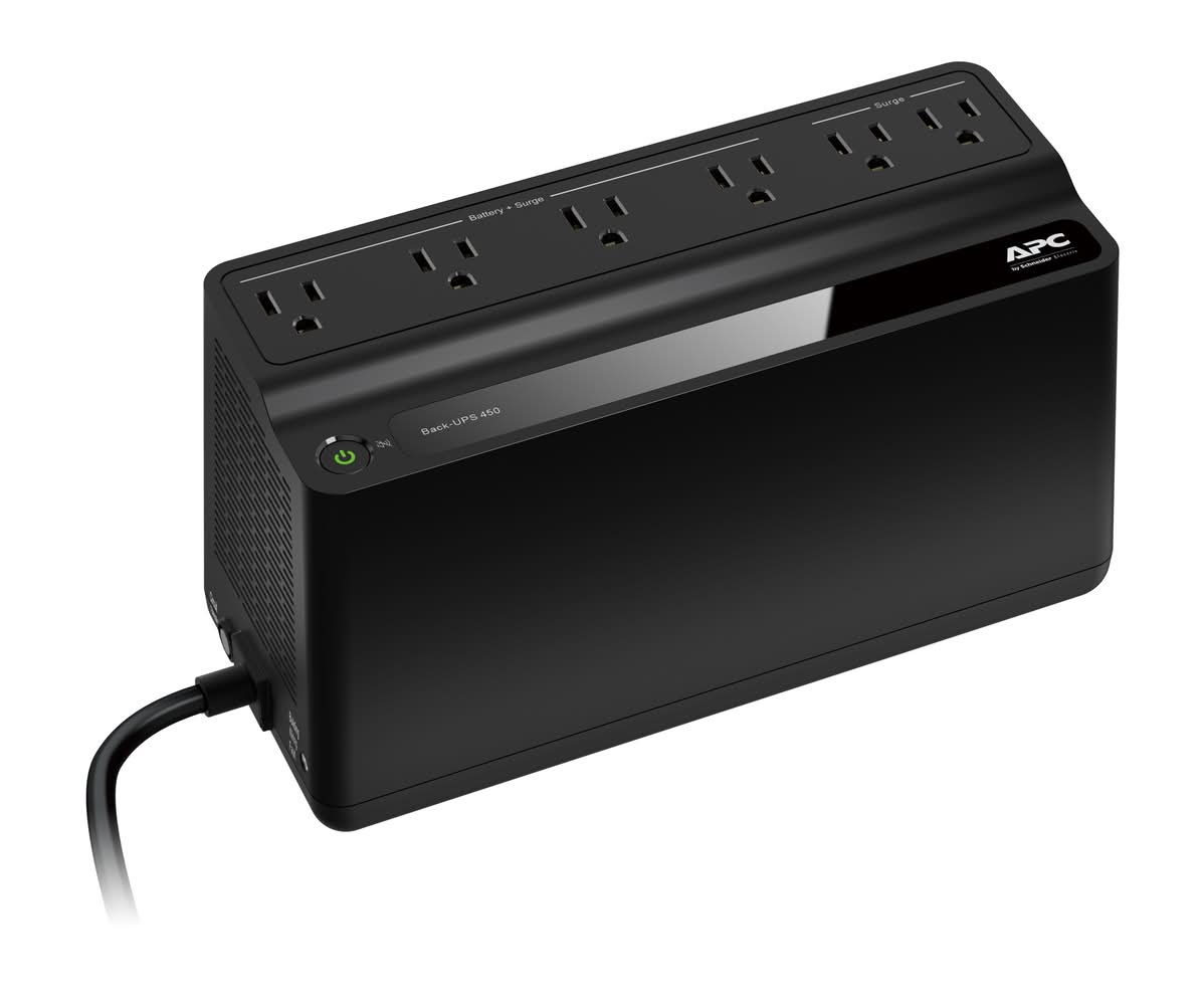 APC 5-ft APC BackUPS 6 Outlets 450VA 255W 6 -Outlet 180 Joules 255 -Watts 450VA Black Indoor AC Surge Protector Battery Backup (