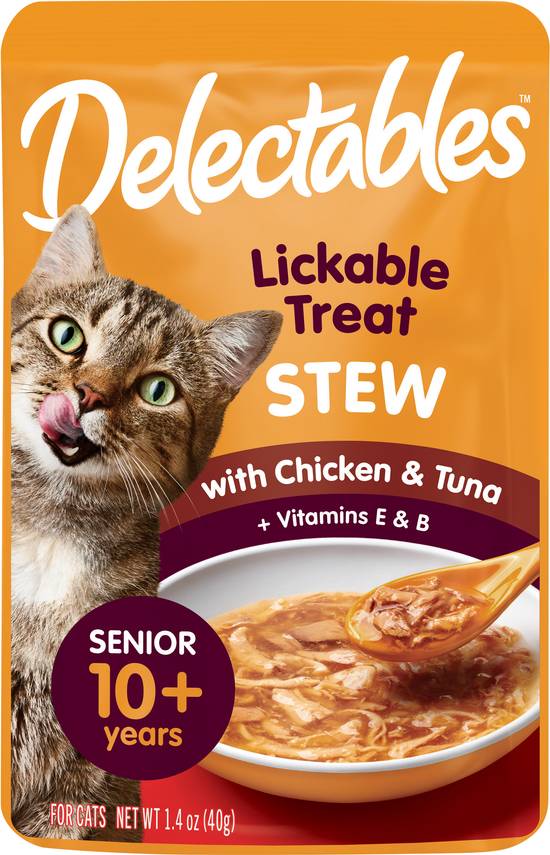 Delectables Stew Lickable Chicken & Tuna Treat For Senior Cats