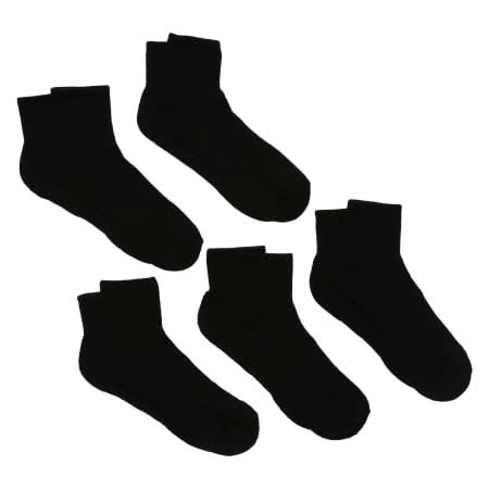 Series-8 Fitness™ Mens Quarter Crew Performance Socks 5-Pack Black