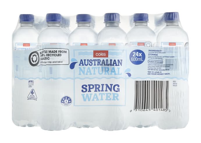 Coles Spring Water 24X600mL 24 pack