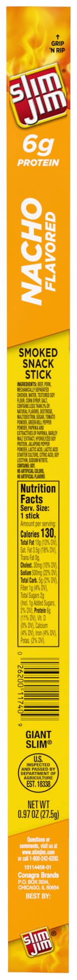 Slim Jim Nacho Flavored Smoked Giant Stick (0.97 oz)