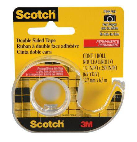 Scotch Permanent Double Sided Tape (12.7 mm x 6.3 m, 1 roll)
