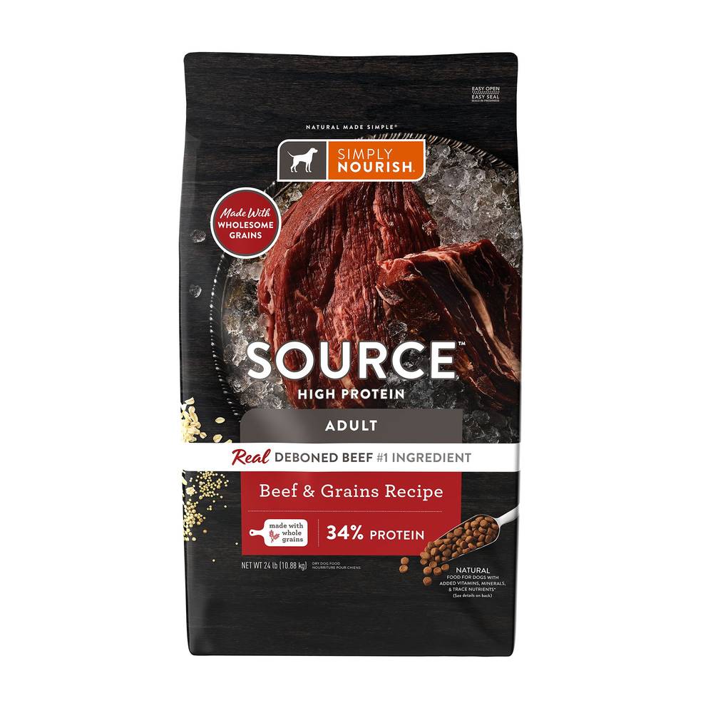 Simply Nourish Source Adult - High Protein, Beef & Grain (Flavor: Beef, Size: 24 Lb)