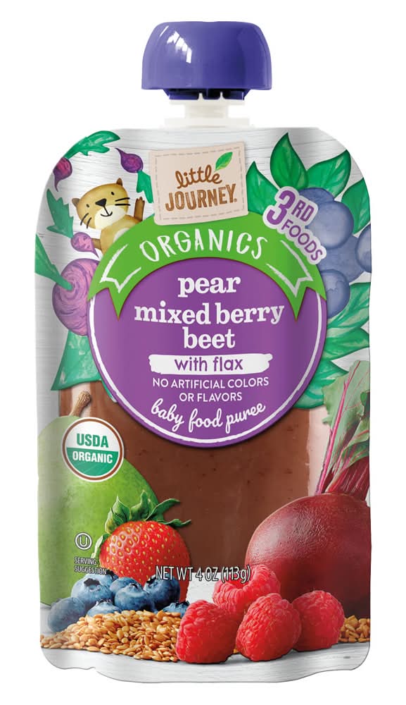 Little Journey Organics Baby Food Puree With Flax, Pear Mixed Berry Beet (4 oz)
