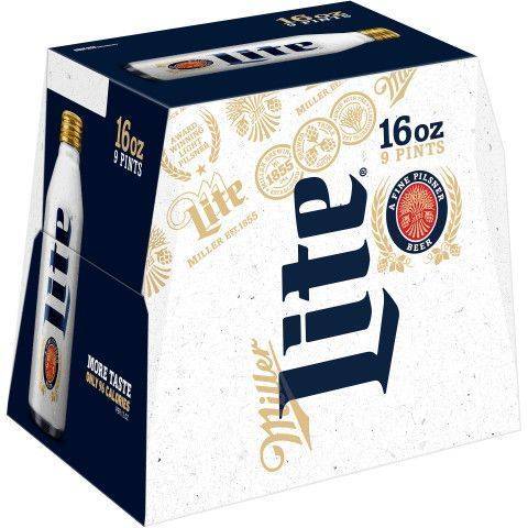 Miller Lite 9 Pack 16oz Aluminum Bottle