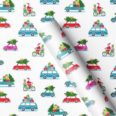 Wondershop Vehicles Christmas Gift Wrap, 13 Sq ft, White