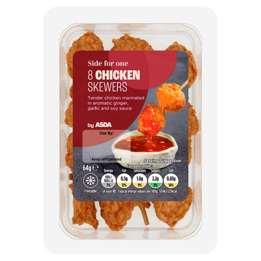 Asda 8 Starter Chicken Skewers 64g