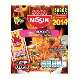 Nissin sopa instantánea sabor camarón con habanero y limón (vaso 64 g)