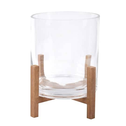 Glass Candle Holder With Wood Base By Ashland