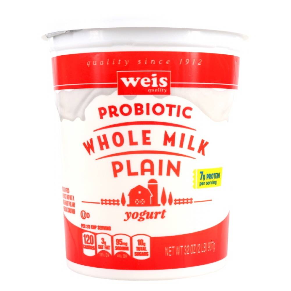 Weis Quality Yogurt Probiotic Whole Milk Gluten Free (32 oz)