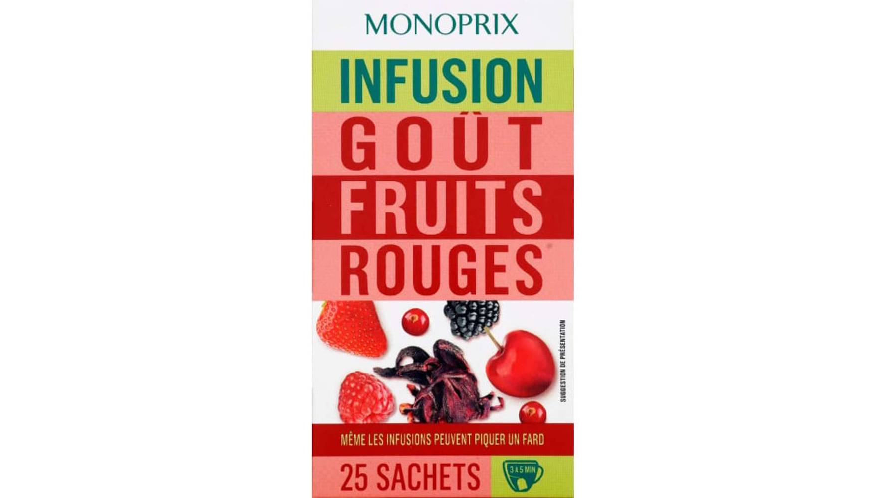 Monoprix Infusion goût fruits rouges La boîte de 25 sachets - 37,5 g