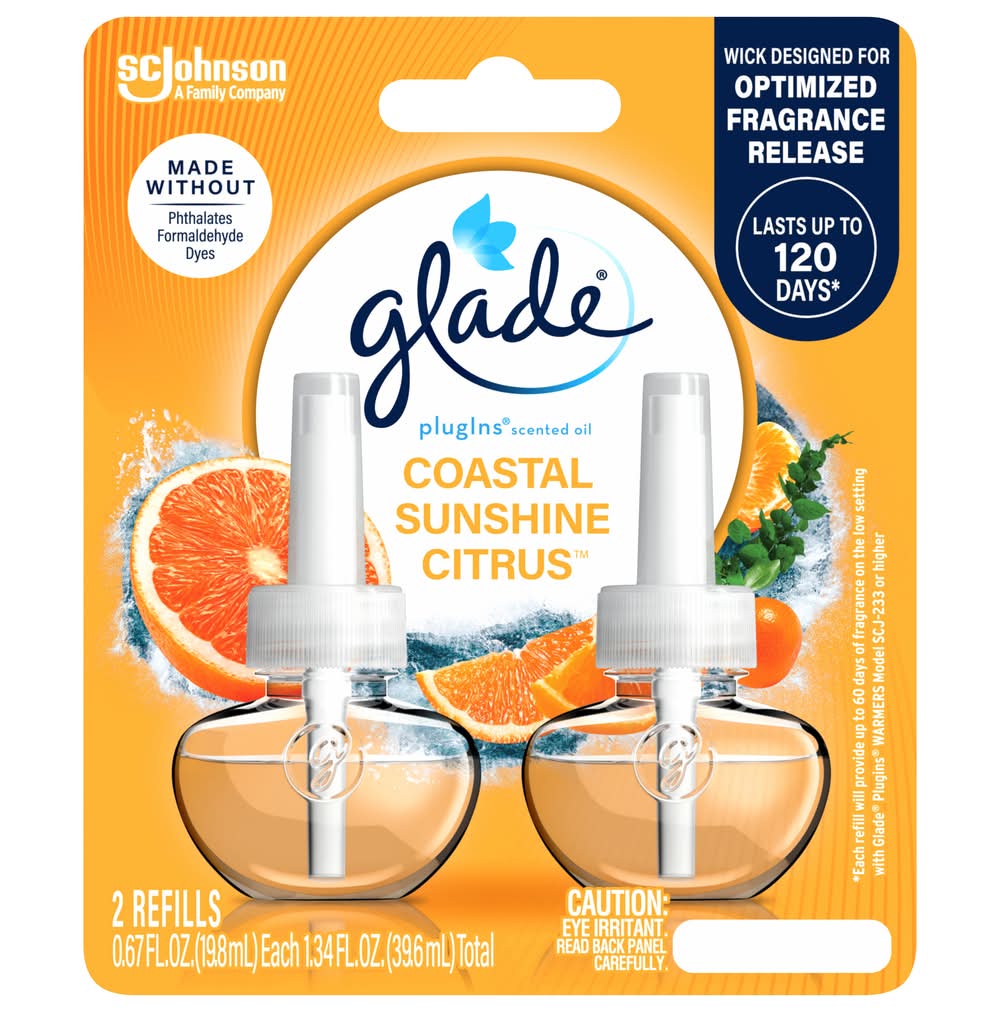 Glade Plugins Coastal Sunshine Citrus Scented Oil Refills (1.34 fl oz)