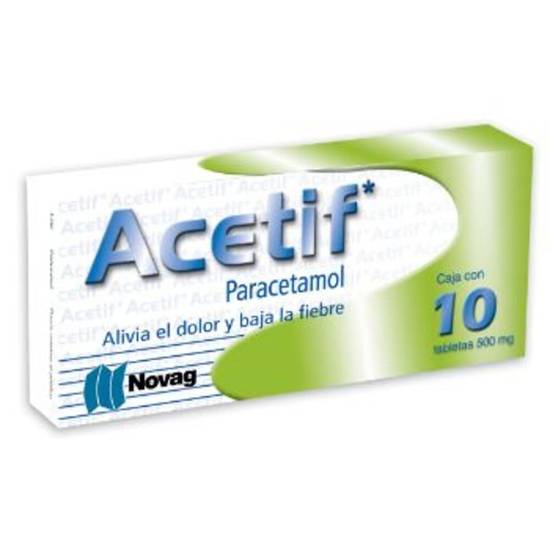 Farmacom acetif paracetamol 500mg 10tabs cja (1 pza)