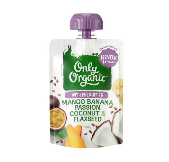 Only Organic Mango Banana Passion Coconut Flexseed With Prebiotics 1-5 Years 100g