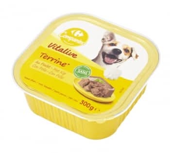 Comida húmeda de pollo para perro adulto Carrefour Vitalive 300 g.