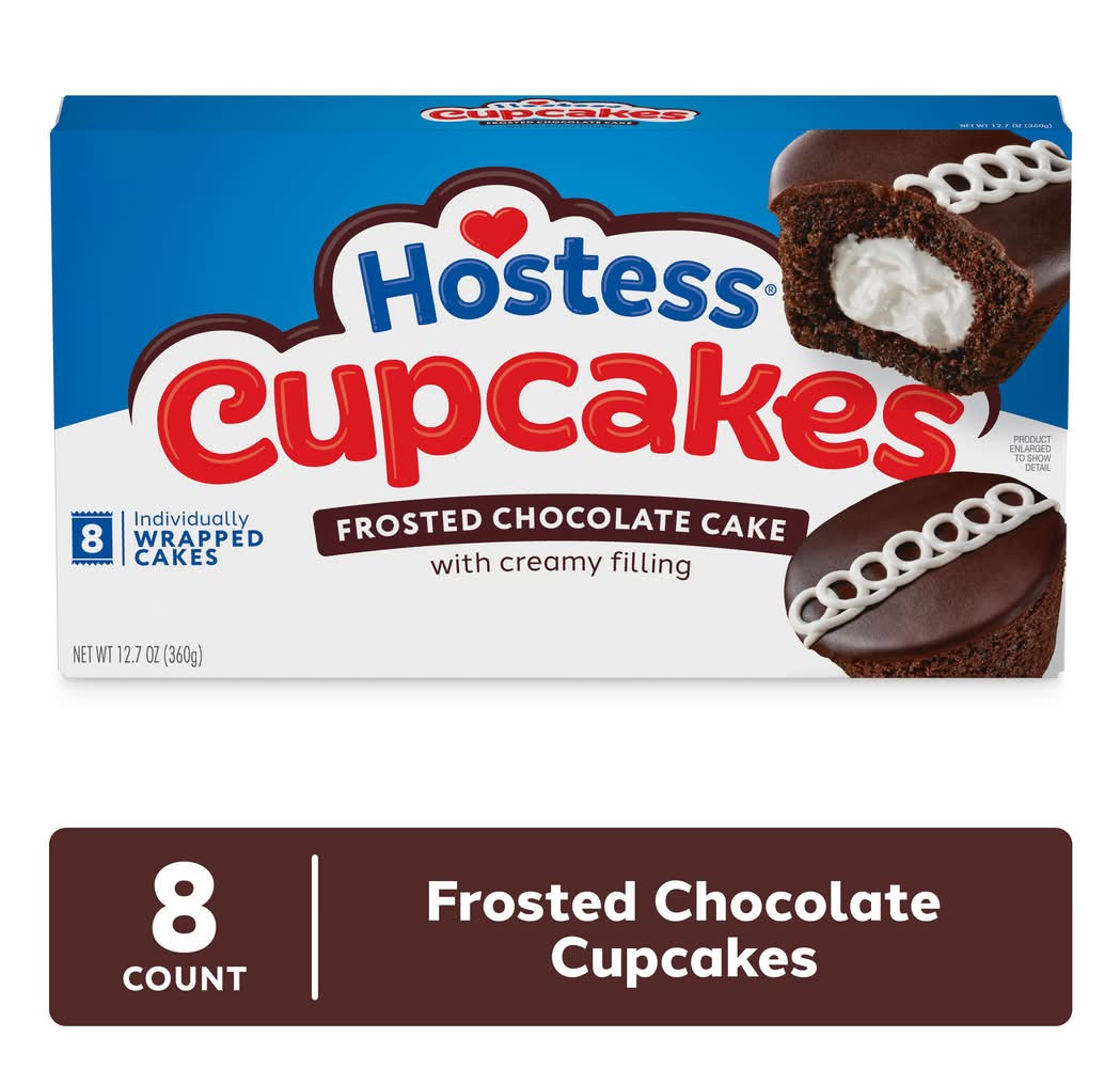 Hostess Frosted Cupcakes With Creamy Filling, Chocolate (12.7 oz, 8 ct)