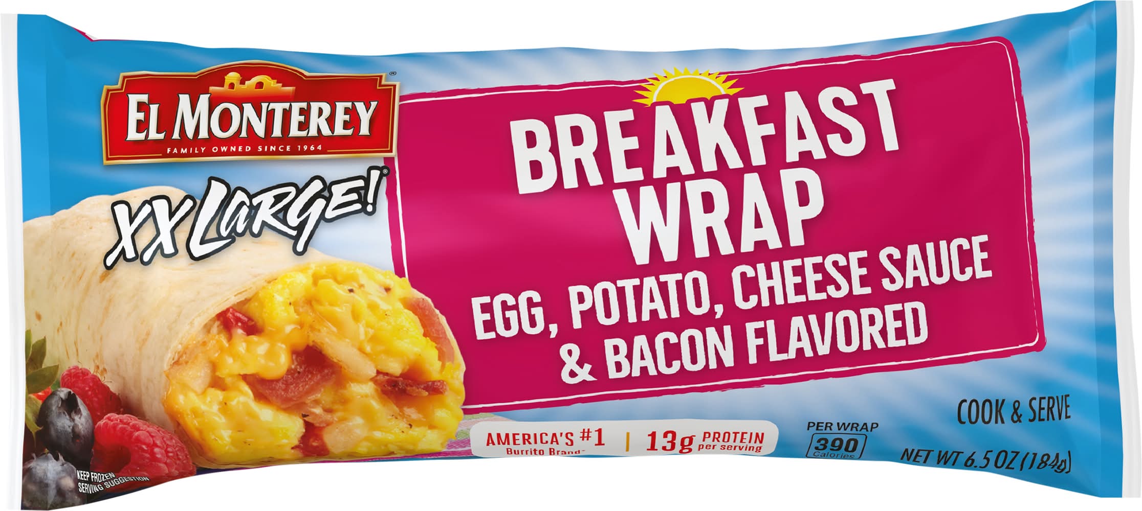 El Monterey Xx Large Breakfast Wrap, Egg-Potato-Cheese Sauce-Bacon (6.5 oz)