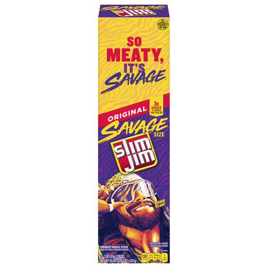 Slim Jim Smoked Original Snack Stick Savage Size 12 C