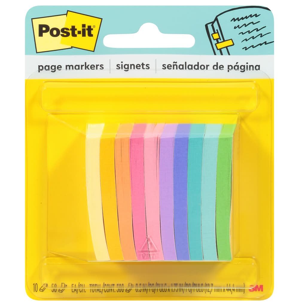 Post-It Page Markers, 5'x1.75 in, Assorted (39 g, 10 ct)