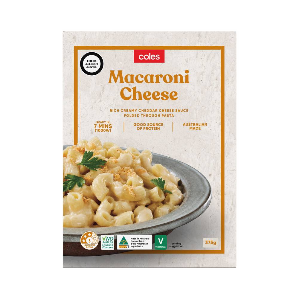 Coles Frozen Convenience Meal With Macaroni Cheese 375g