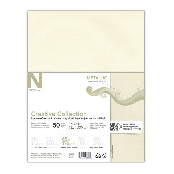 Creative Collection Color Cardstock, 8.5 X 11 Inches, 65 Lb/176 Gsm, Champagne Pearl (50 ct)