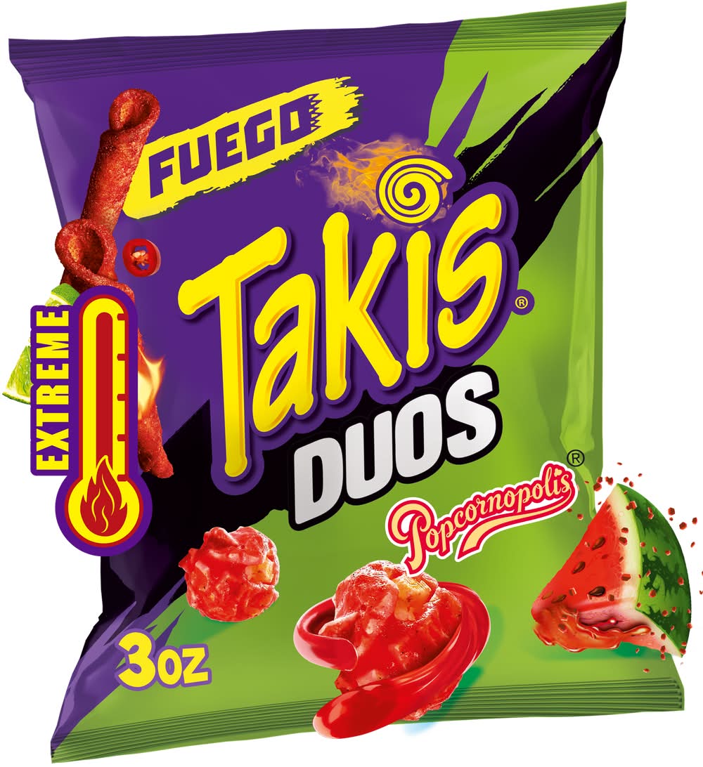 Takis Duos Popcornopolis Extreme Fuego Snack Mix, Chili Pepper-Lime-Watermelon (3 oz)