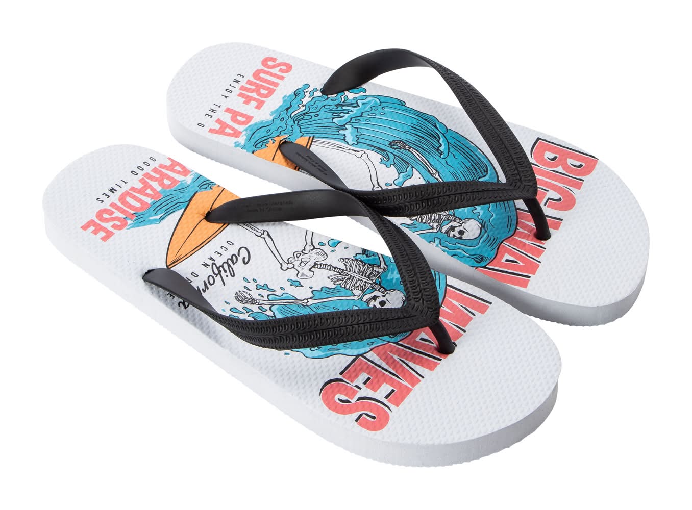 Young Mens Printed Flip Flops Large Big Wave