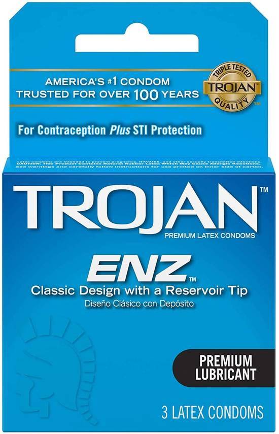 TROJAN ENZ Lubricated Latex 3 Count
