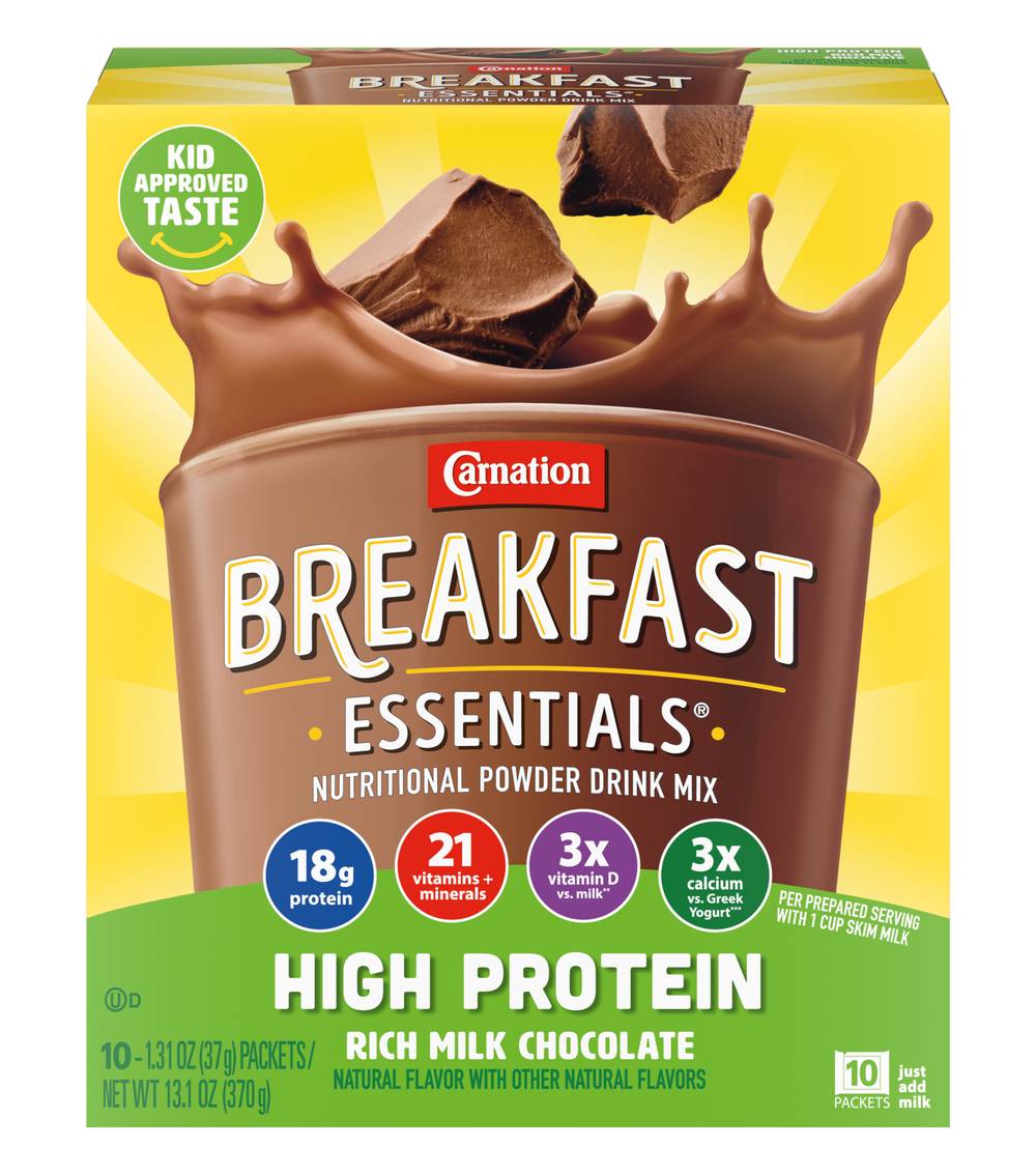 Carnation Breakfast Essentials Chocolate Drink Mix (13.1 oz, 10 ct)