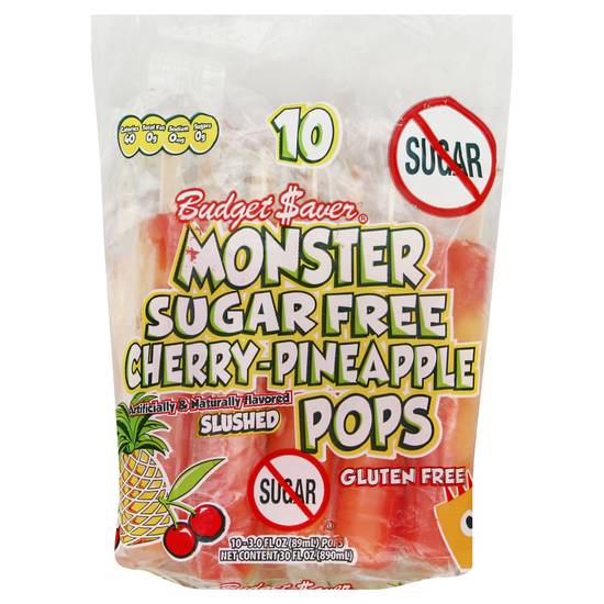 Budget Saver Monster Sugar Free Cherry-Pineapple Pops (10 x 3 fl oz)