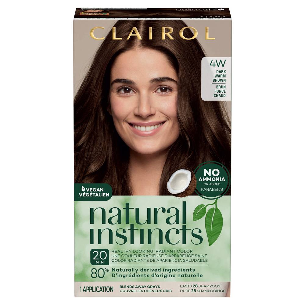 Clairol Natural Instincts Semi-Permanent Hair Color, 4W Dark Warm Brown